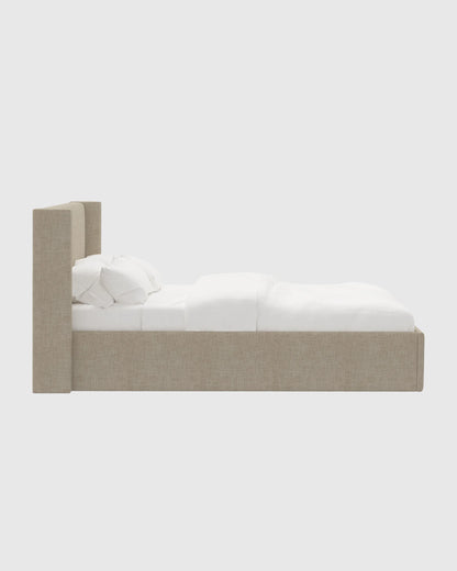 100% Linen Wingback Bed - Full / Canvas
