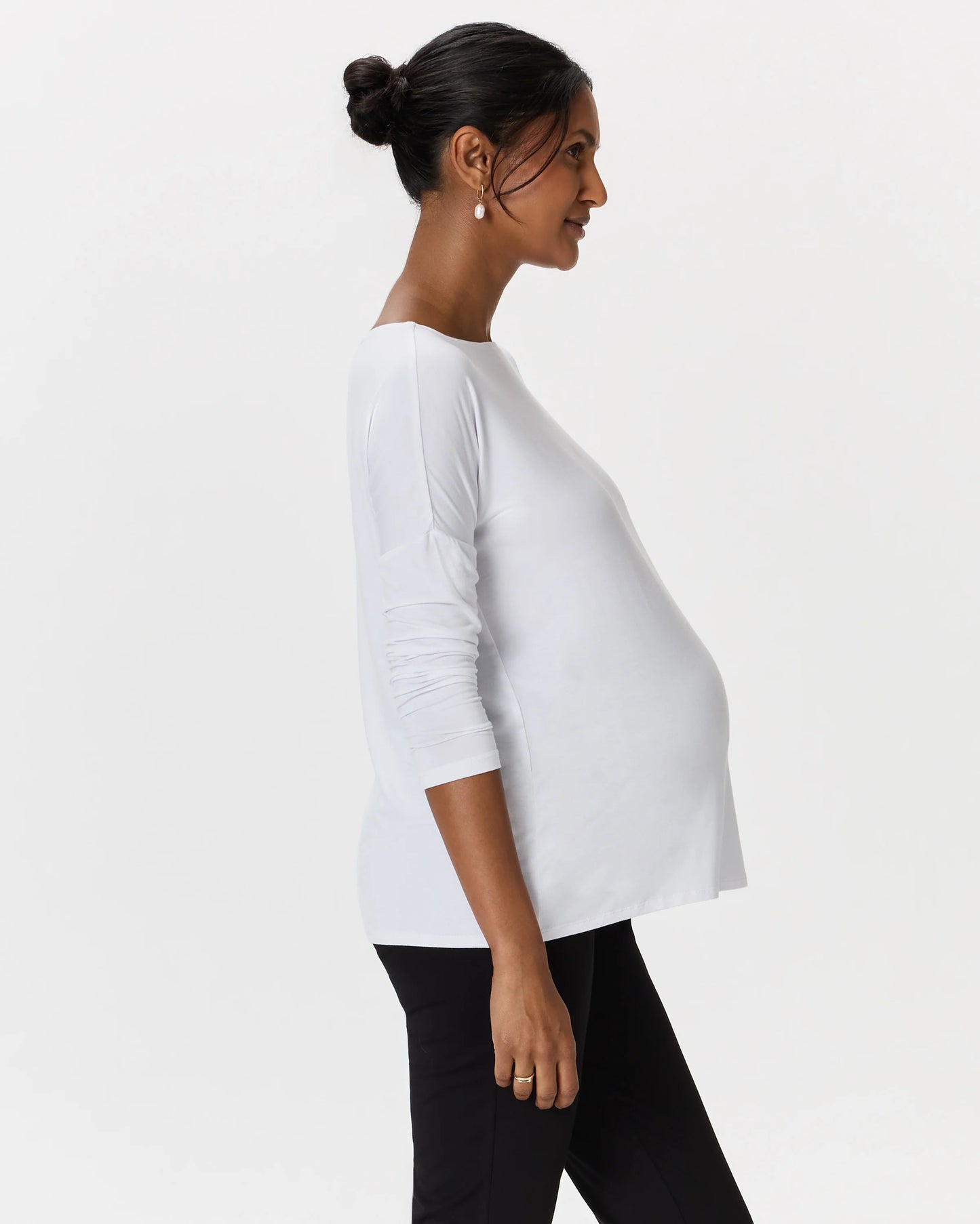 Bamboo Jersey Maternity Long Sleeve Tee (2-pack) - XS / Wine Tasting Red/Nocturnal Green