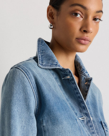 100% Organic Cotton Denim Chore Jacket - XS / Indigo Blue