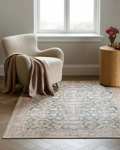 Verne Washable Rug - 3'9" x 5'6" / Green
