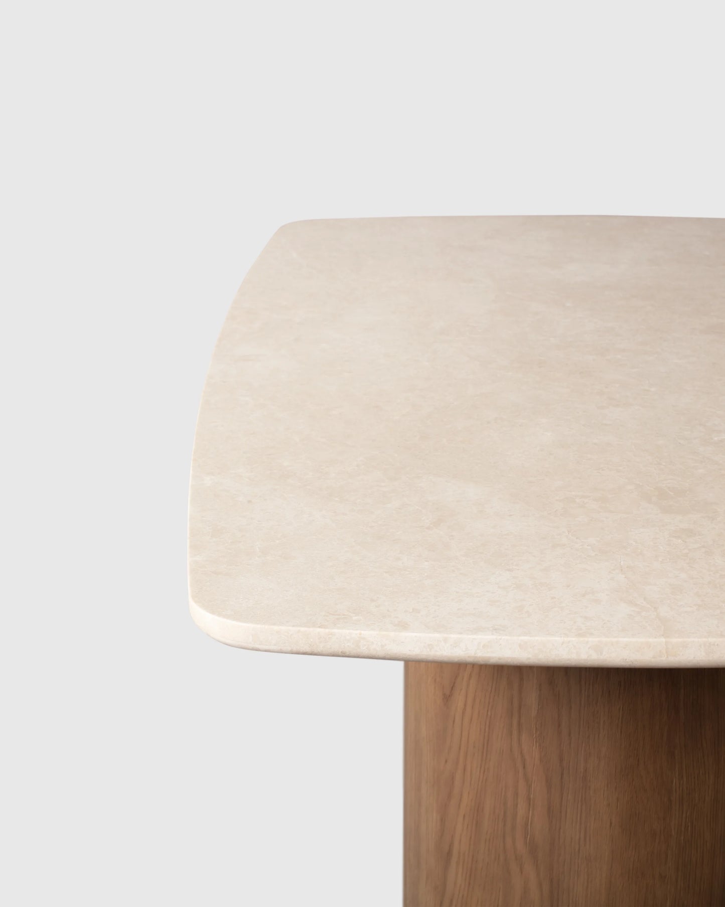 Marble Dining Table with Double Pedestal Base - 72" / Cream/Chestnut