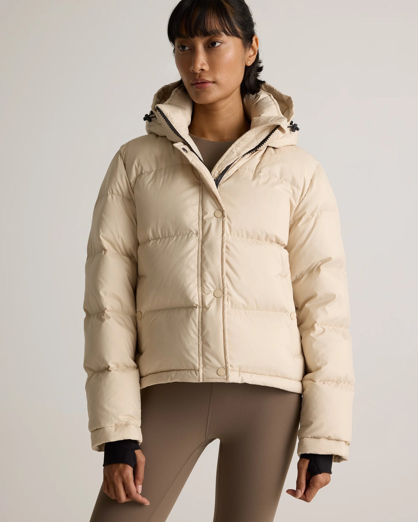 Responsible Down Cropped Puffer Jacket - XS / Shiny Black