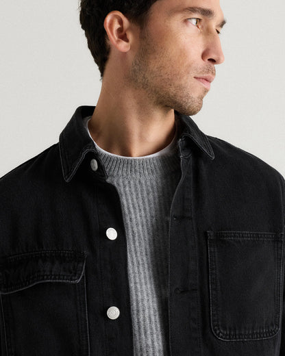 100% Organic Cotton Denim Chore Jacket - S / Dark Indigo