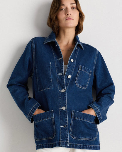 100% Organic Cotton Denim Chore Jacket - XS / Indigo Blue