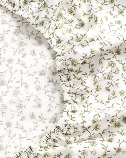 Organic Crisp Percale Floral Sheet Set - Twin / Blue Florette