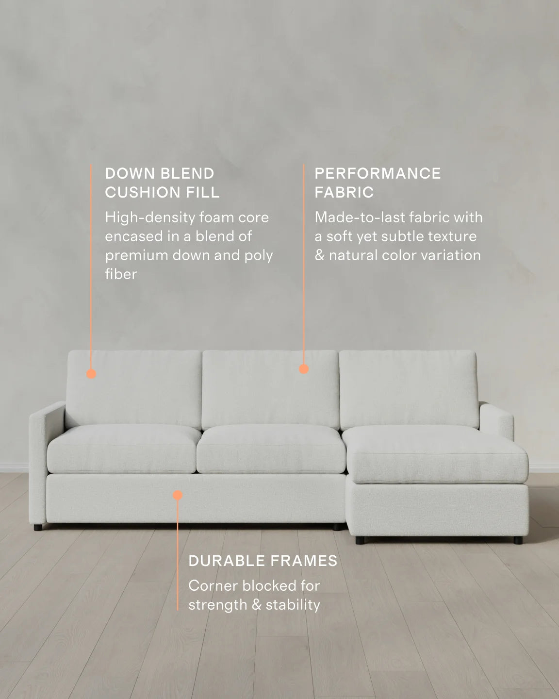 Brennan Chaise Sectional in Performance Basketweave - Right Arm / Flax