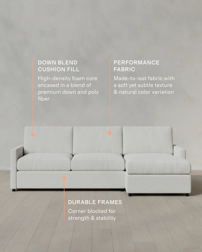 Brennan Chaise Sectional in Performance Basketweave - Right Arm / Flax