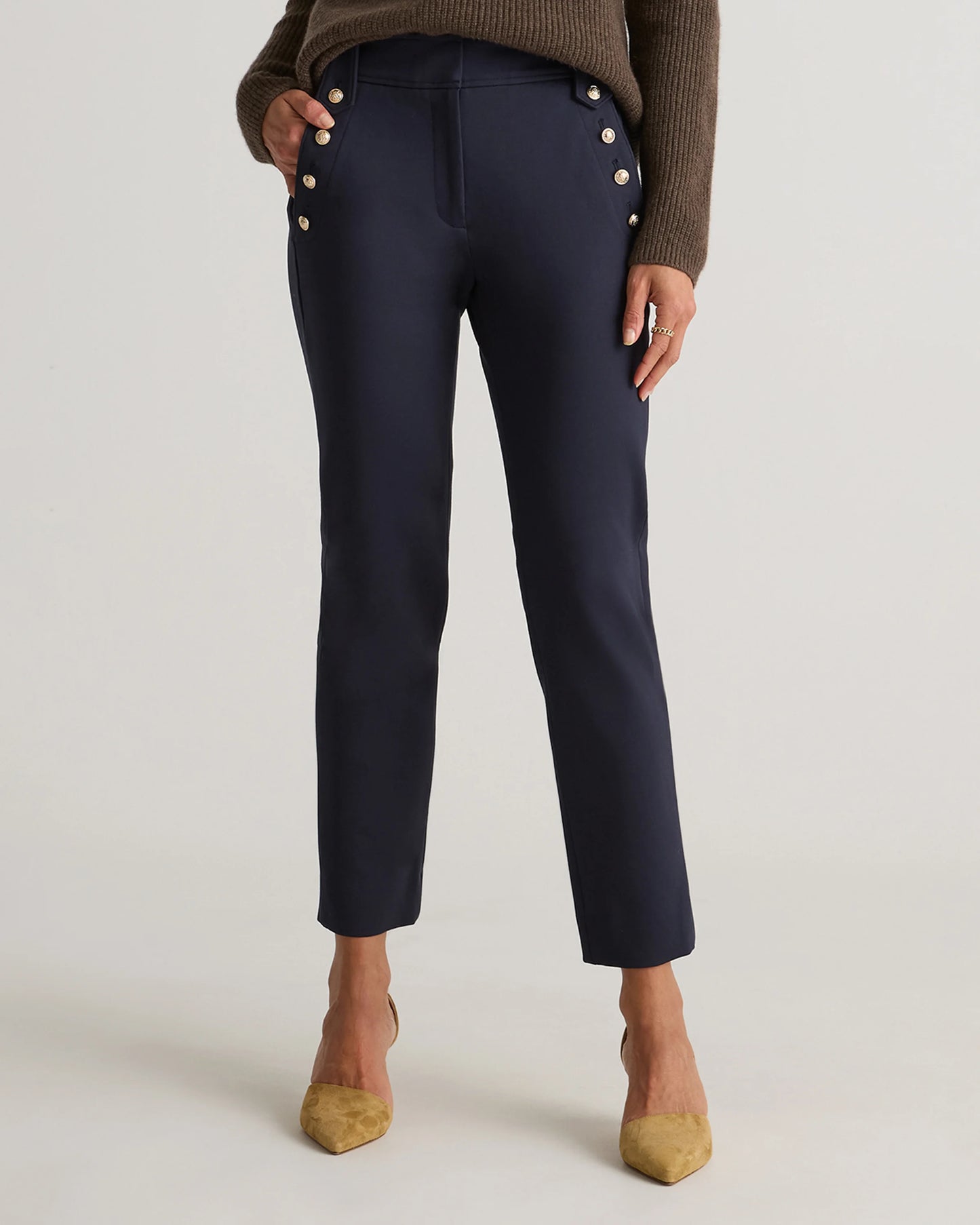 Ultra-Stretch Ponte Straight Leg Mariner Pants - XS / Morel Grey