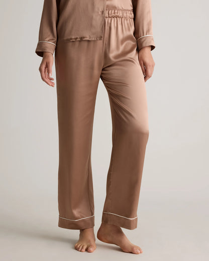 100% Washable Silk Satin Pajama Pant - XS / Toasted Almond