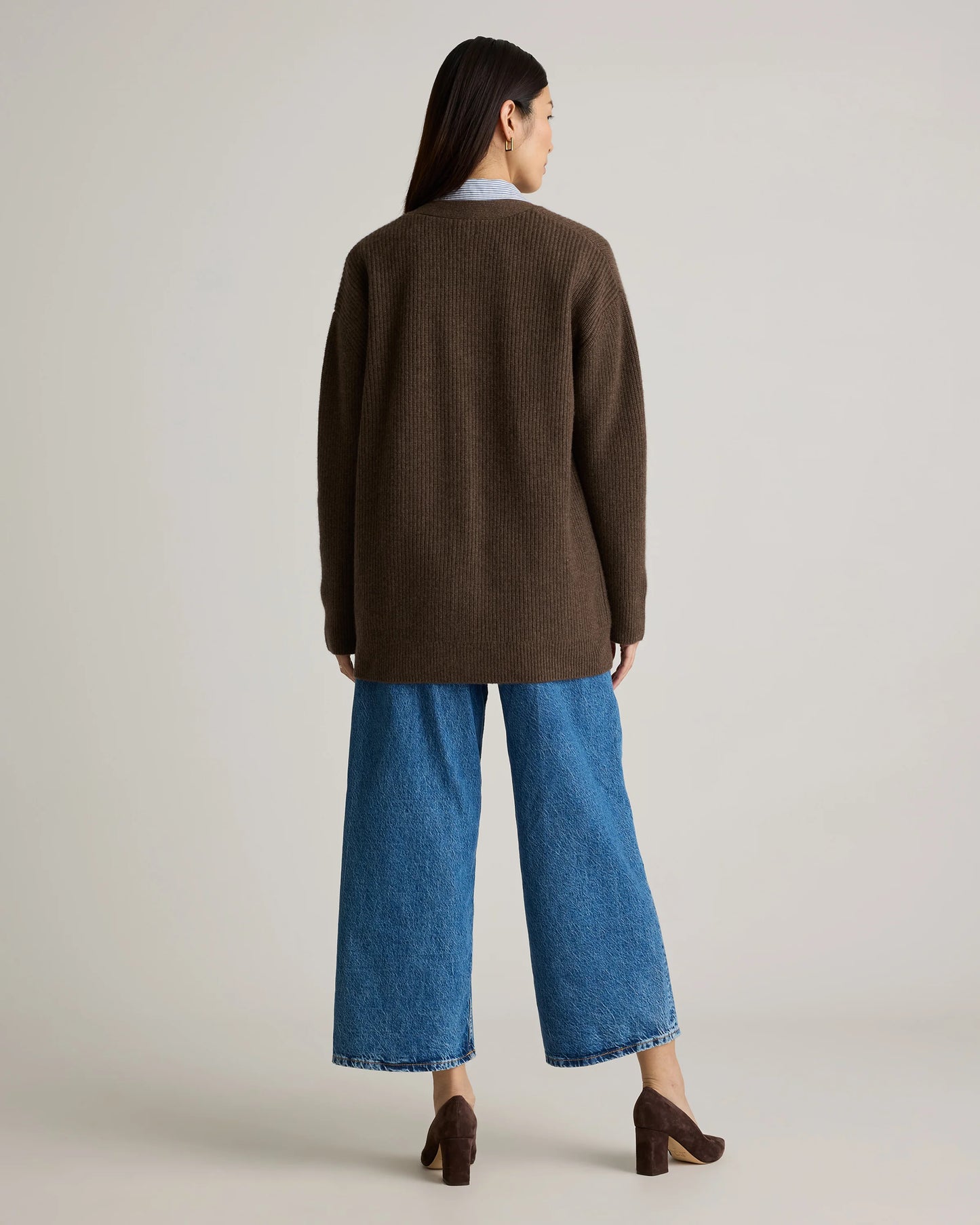 Mongolian Cashmere Oversized Boyfriend Cardigan Sweater - XS / Brown