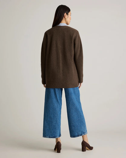 Mongolian Cashmere Oversized Boyfriend Cardigan Sweater - XS / Brown