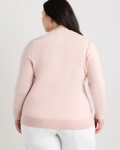 Lightweight Cotton Cashmere V-Neck Sweater - 1X / Black