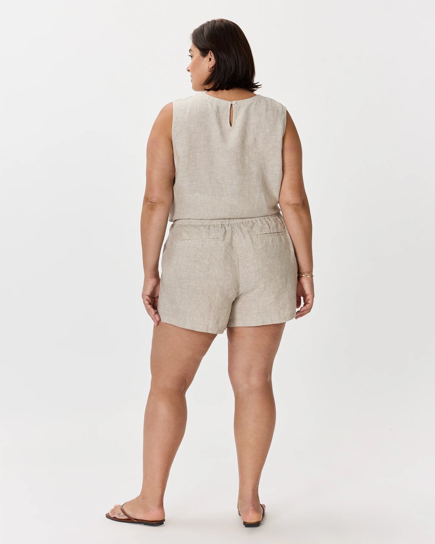 100% European Linen Shorts - 1X / Classic Mini Gingham
