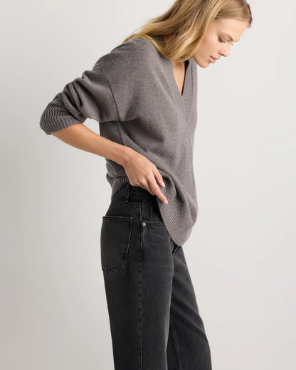 Mongolian Cashmere Oversized V-Neck Sweater - XS / Elk Brown