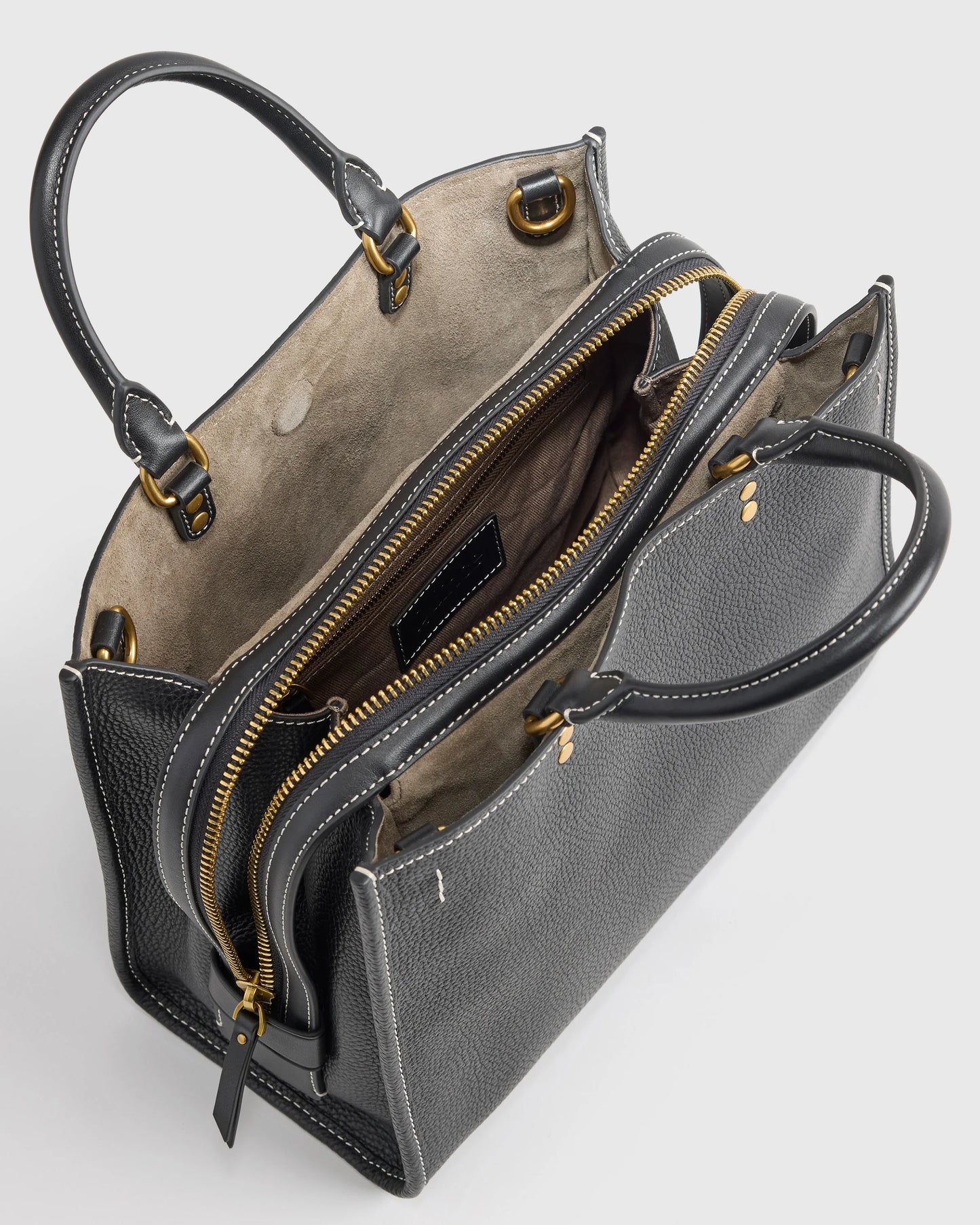 Italian Leather Medium Convertible Satchel - One Size / Black