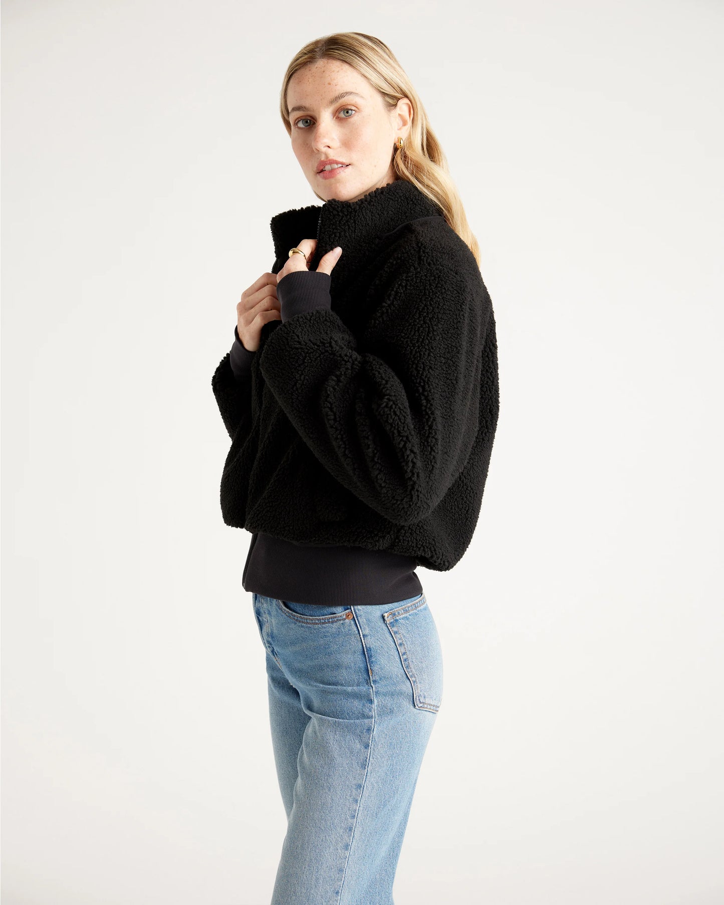 Hooded Sherpa Jacket - XS / Black