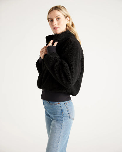Hooded Sherpa Jacket - XS / Black