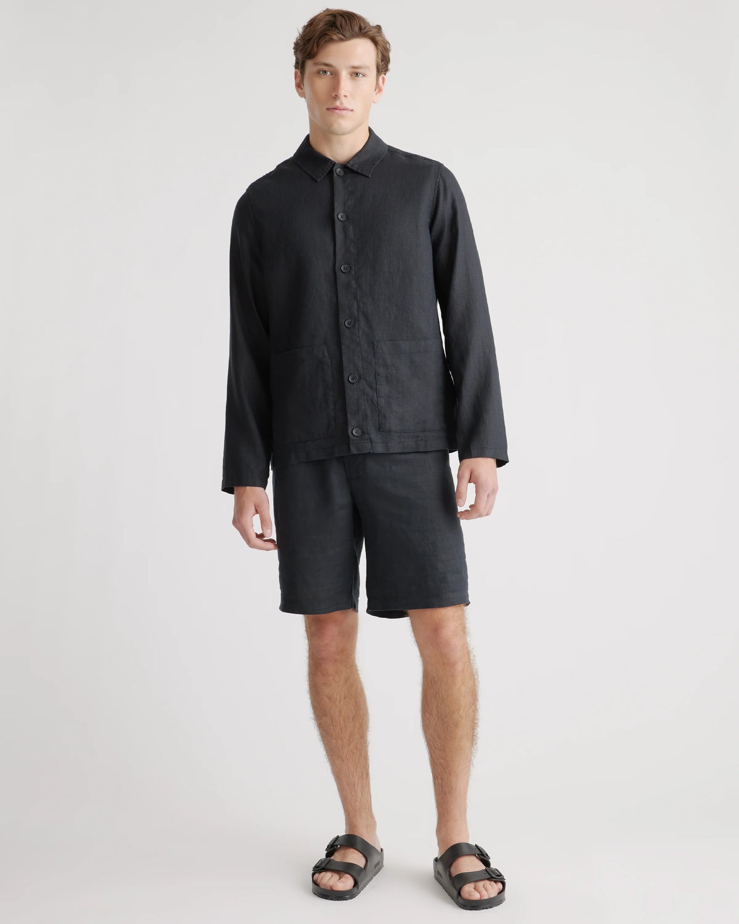 100% European Linen Chore Jacket - S / Flax