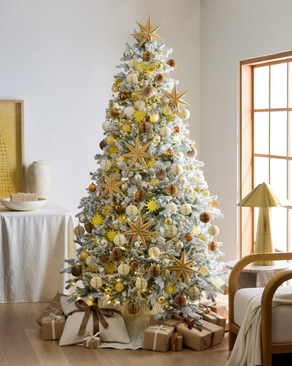 Frosted Fraser Fir Artificial Christmas Tree: Lit - 6.5' / Forest Green