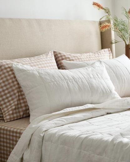Lightweight European Linen Box Quilted Sham Set - Standard / Dusty Mauve