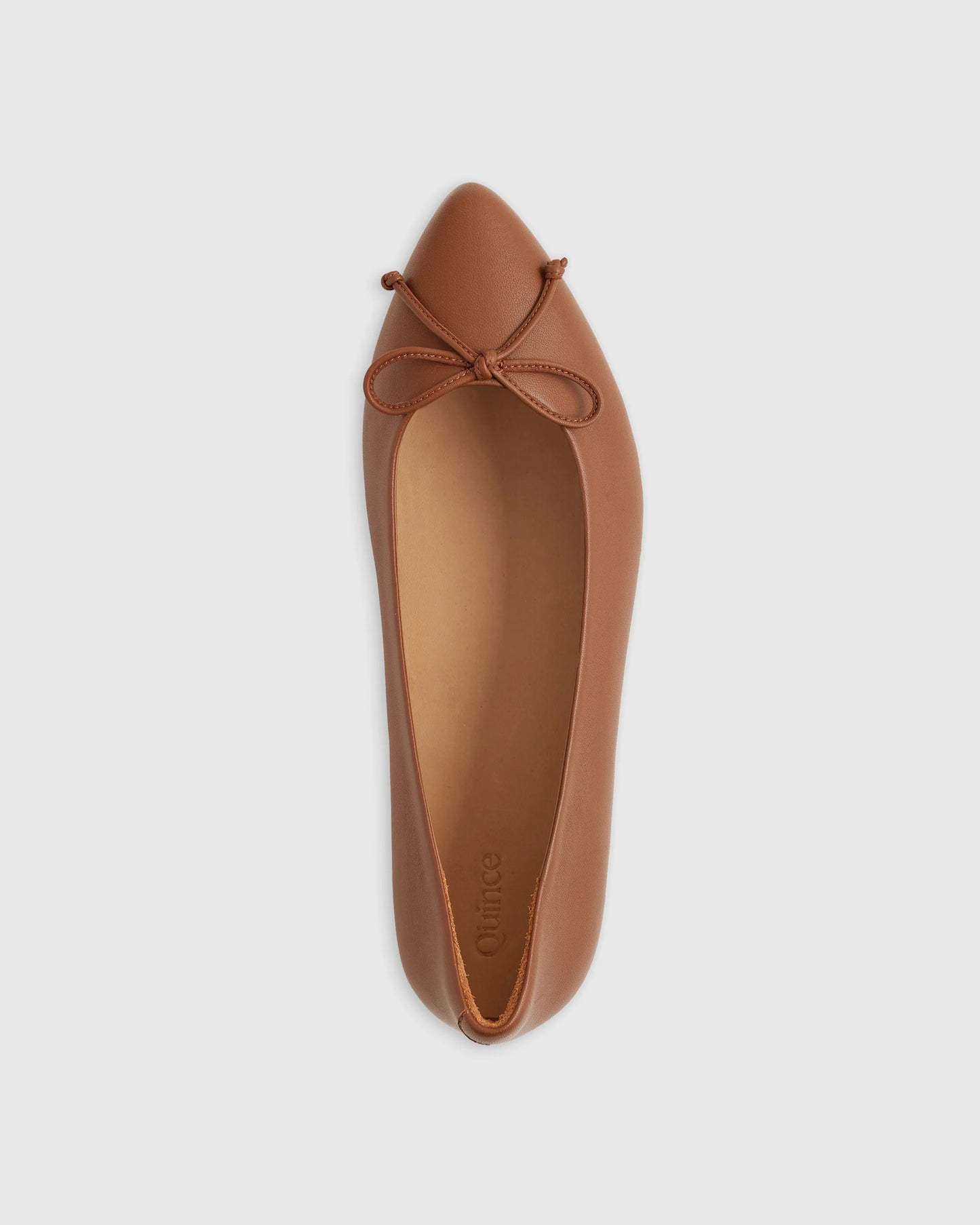 Italian Leather Pointed Bow Flat - 5 / Shell Pink