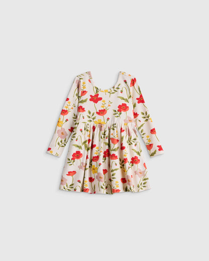 Organic Cotton Long Sleeve Skater Dress - 0-3M / Flower Buds