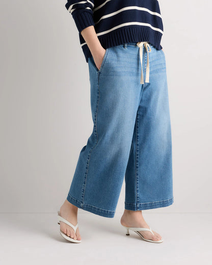 Mia Wide Leg Crop Jeans - 1X / Deep Sea Blue
