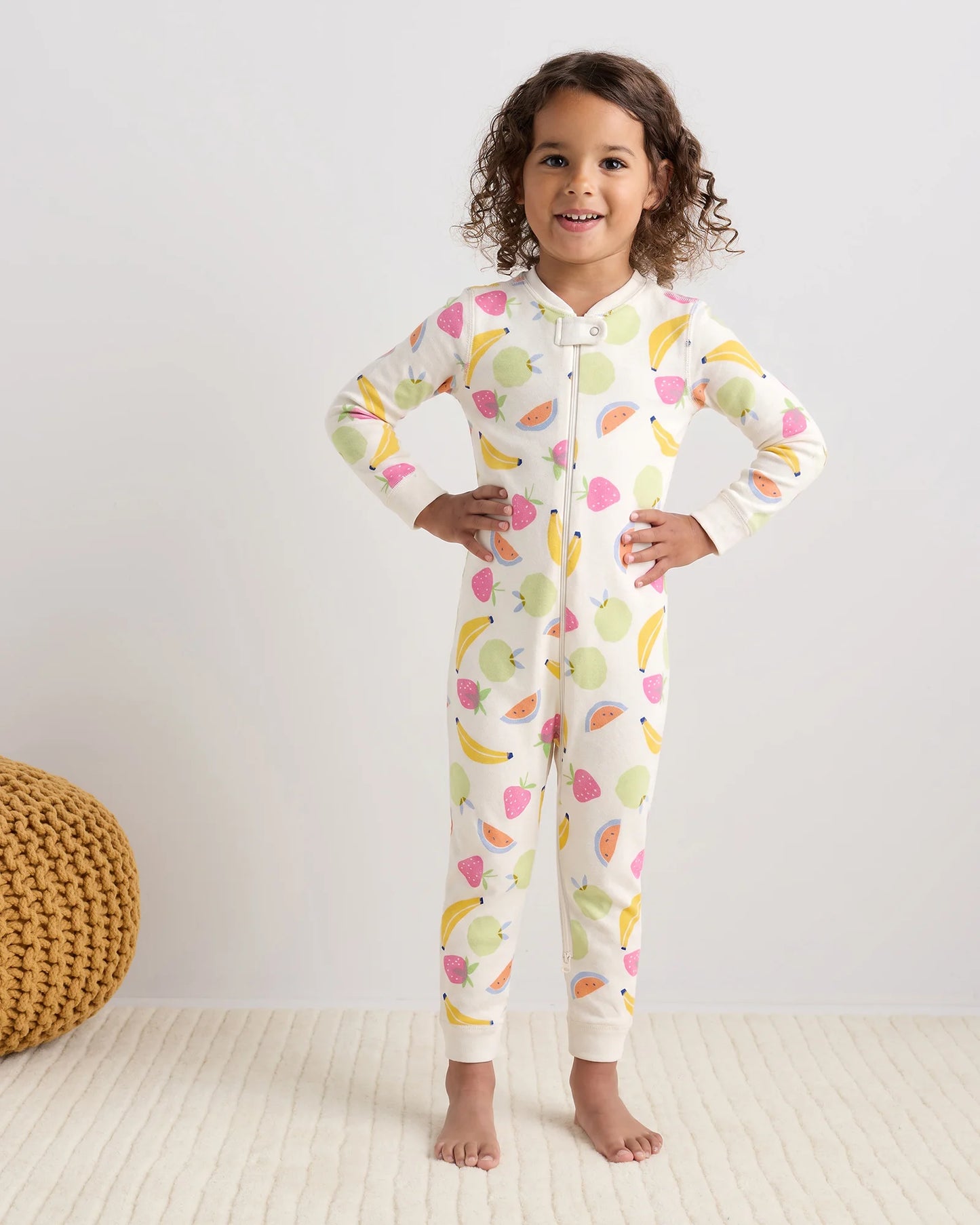100% Organic Cotton One Piece Pajama - 2T / Navy Stripe
