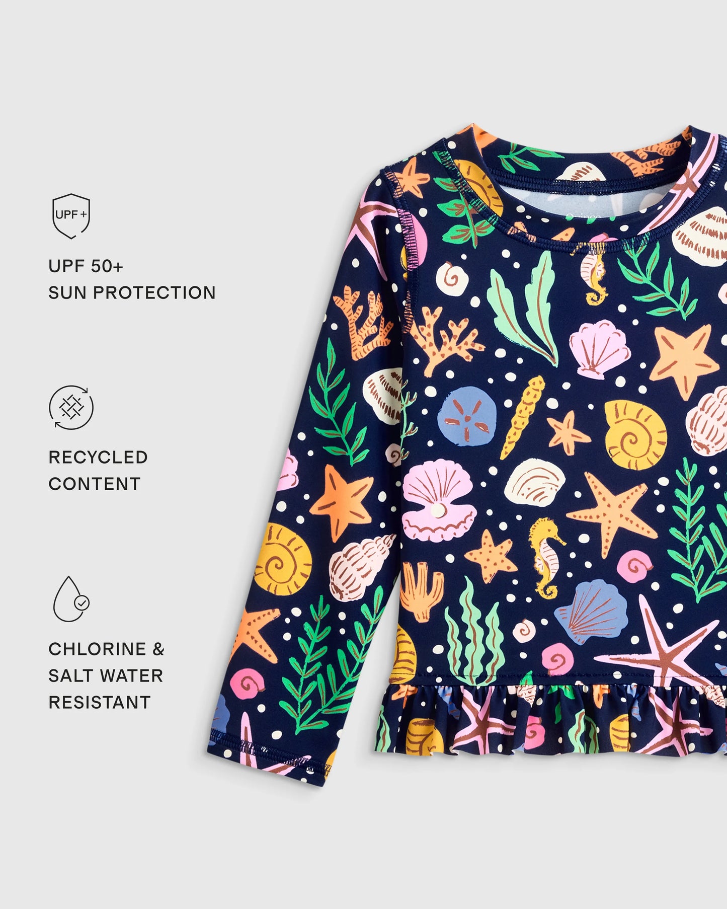 Long Sleeve Ruffle Rash Guard Two-Piece Swimsuit - 2T / Poolside Floral