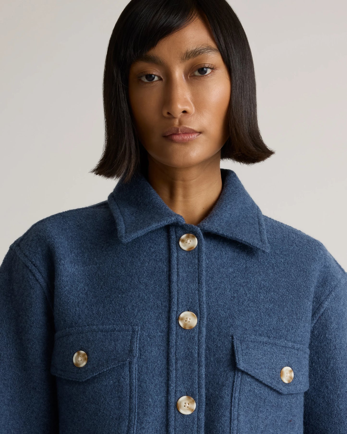 100% Merino Wool Cropped Shirt Jacket - XS / Mulled Wine