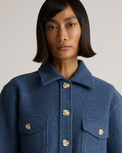 100% Merino Wool Cropped Shirt Jacket - XS / Mulled Wine