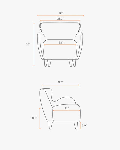 Teddy Boucle Petite Wingback Accent Chair - One Size / Oatmeal