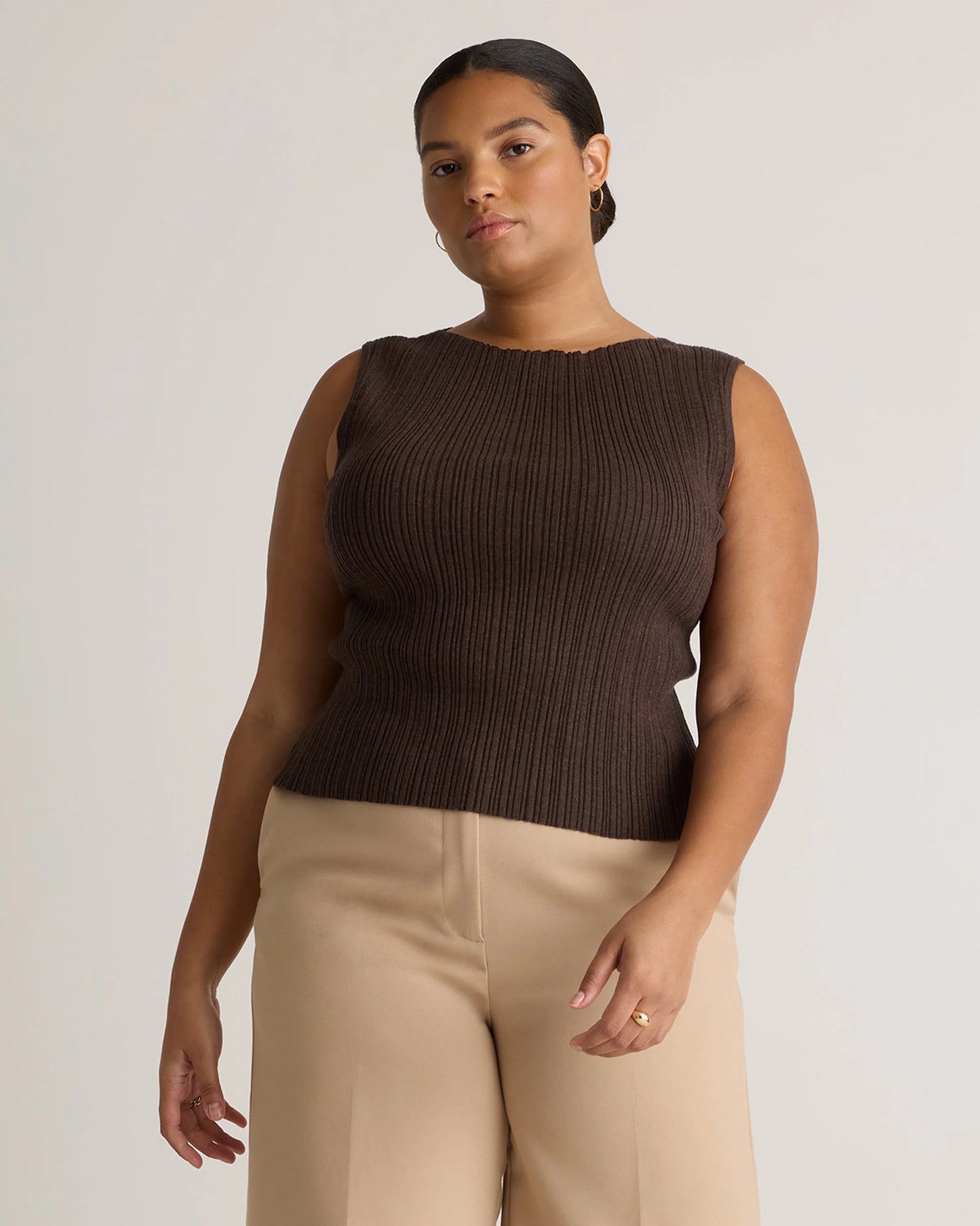 Cotton Cashmere Ribbed Tank - XS / Heather Oatmeal