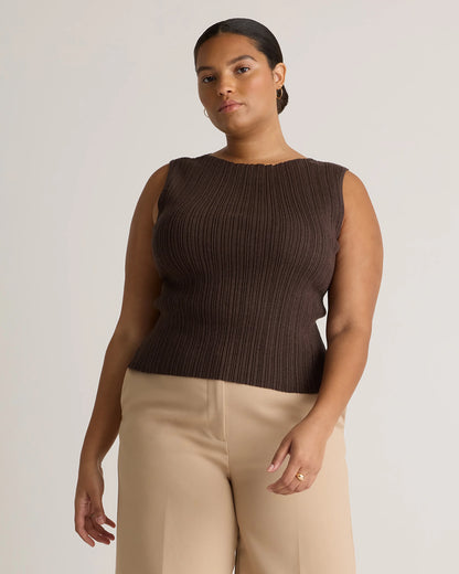 Cotton Cashmere Ribbed Tank - XS / Heather Oatmeal
