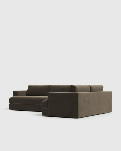 Sierra Curved Arm L Sectional in Performance Velvet - Right Arm / Sable
