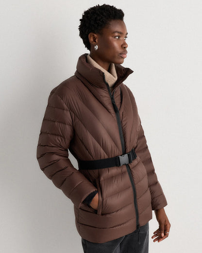 Responsible Down Belted Puffer Coat - XS / Hot Fudge