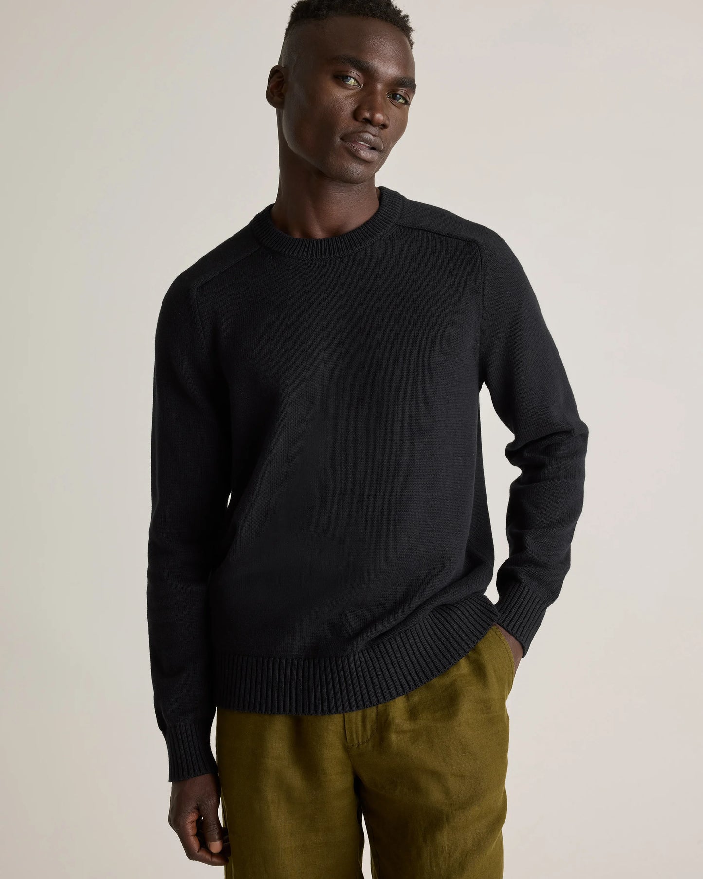 100% Organic Cotton Crewneck Sweater - S / Speckled Beige