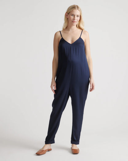 Washable Stretch Silk Maternity Jumpsuit - XS / Black