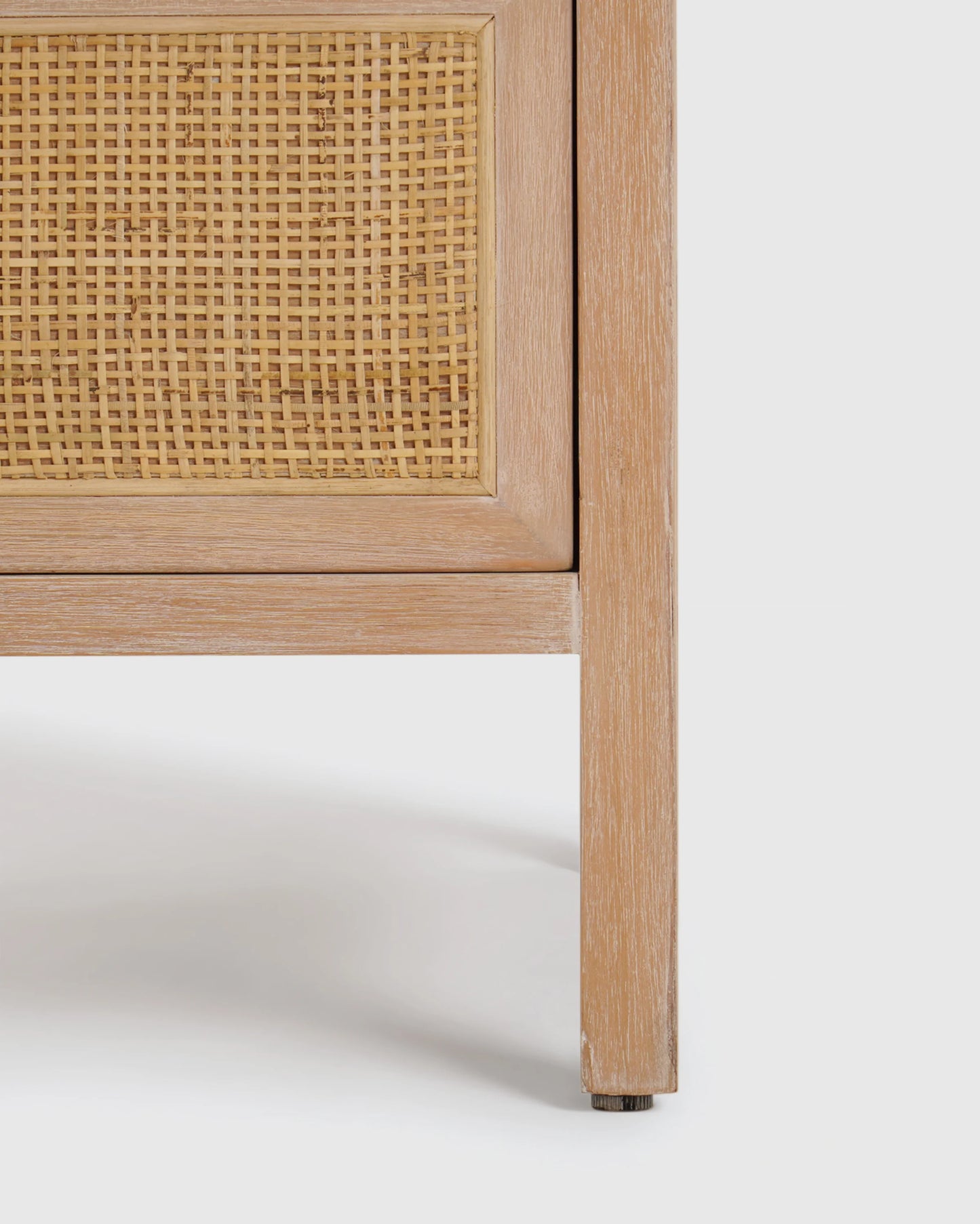 Solid Wood and Natural Rattan 6-Drawer Dresser - One Size / Natural
