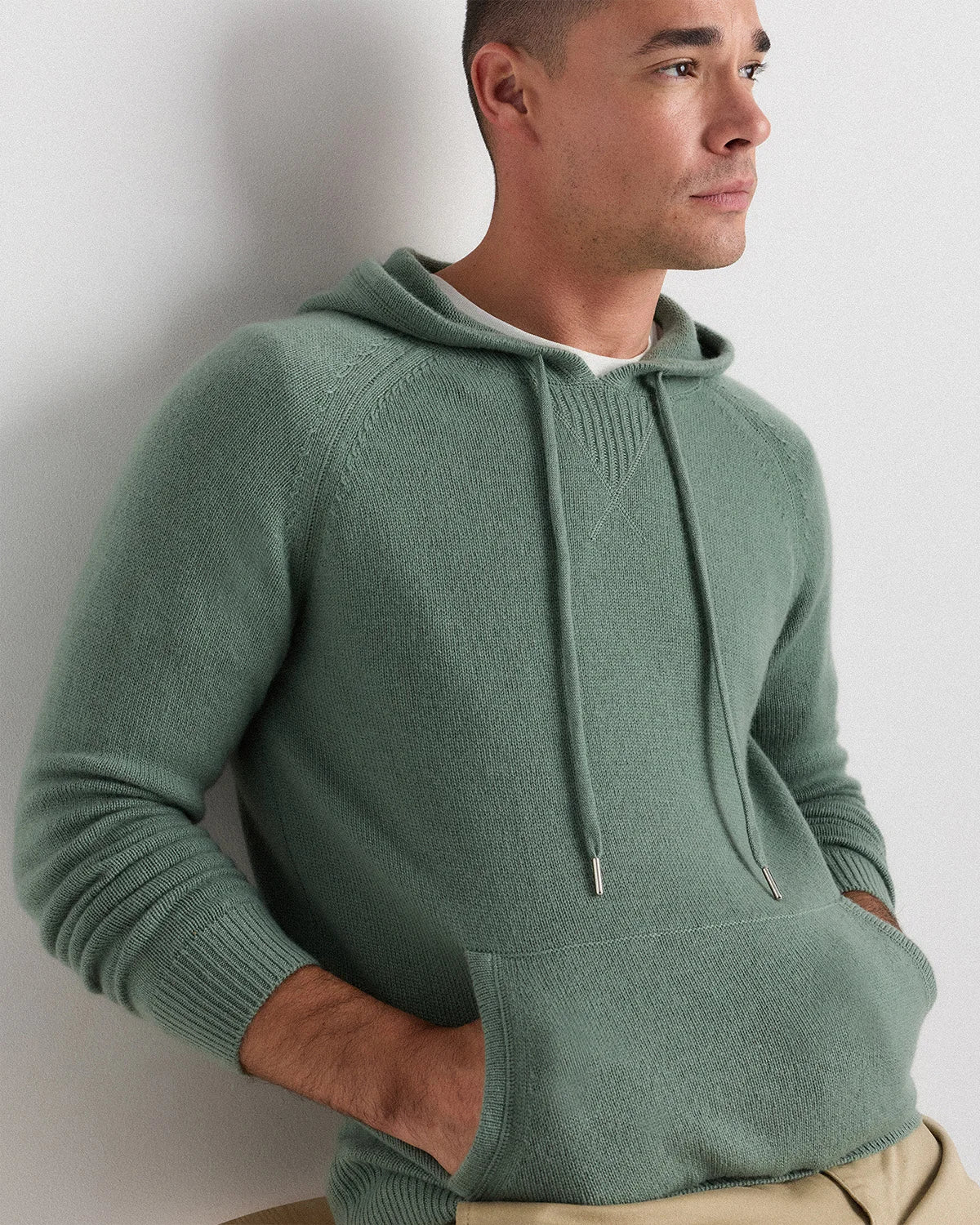 Mongolian Cashmere Pullover Hoodie - XS / Sea Spray Green