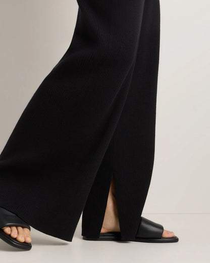 Cotton Cashmere Maternity Wide Leg Pants - XS / Heather Charcoal