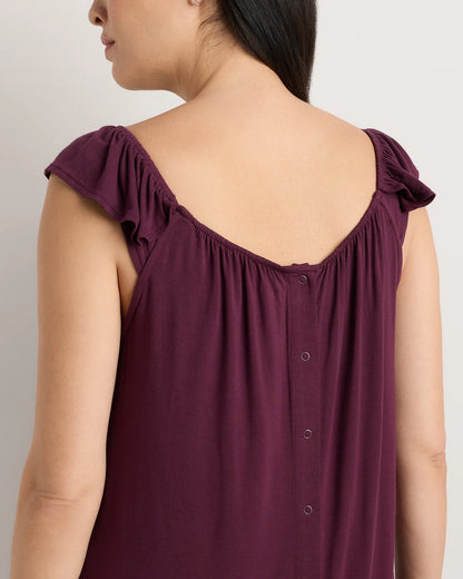 Bamboo Jersey Flutter Sleeve Labor and Delivery Gown - XS / Nocturnal Green