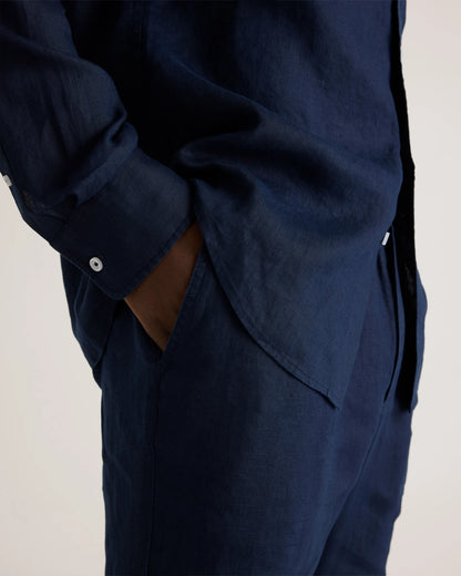 100% European Linen Pants - S / Bayberry Olive