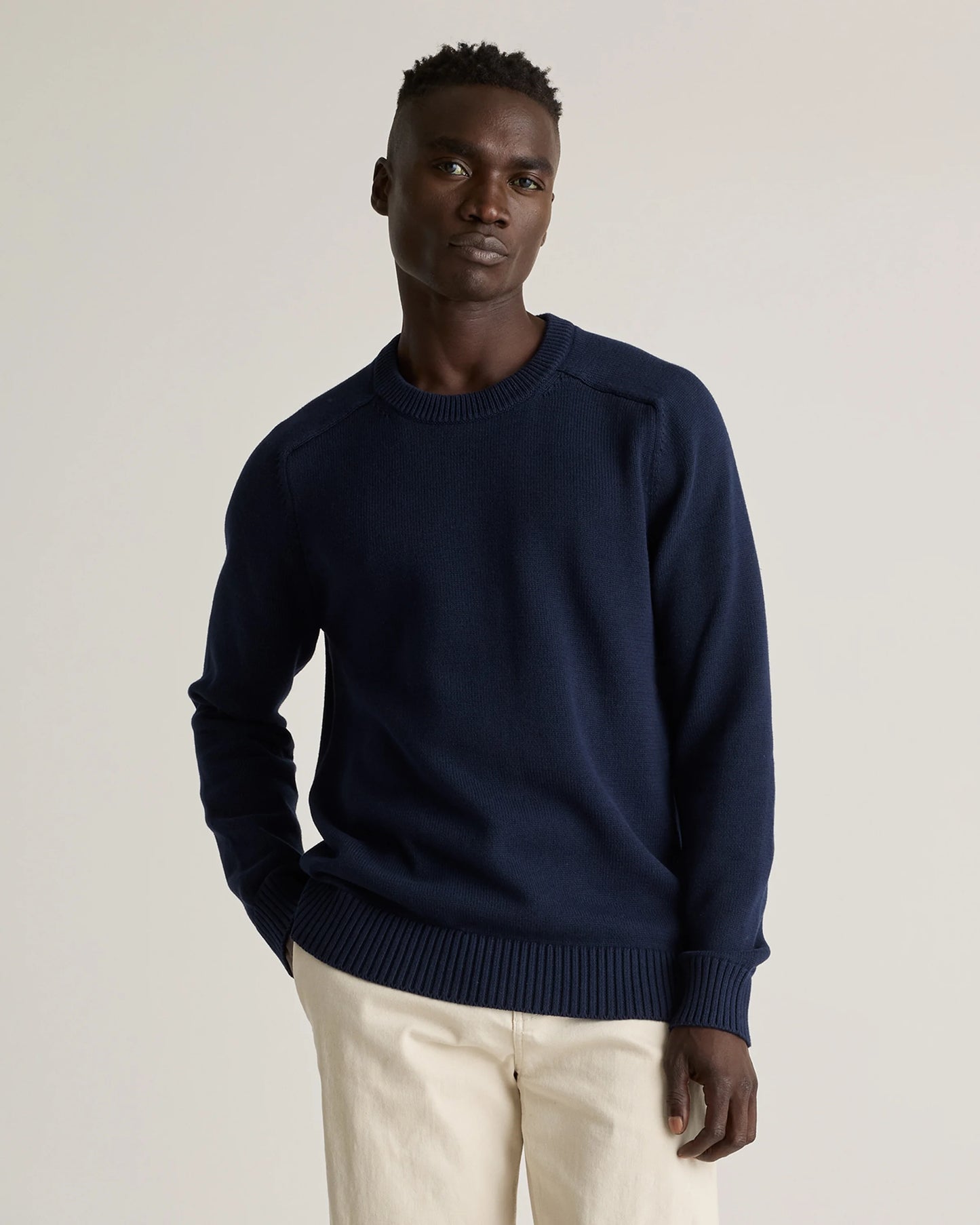 100% Organic Cotton Crewneck Sweater - S / Speckled Beige