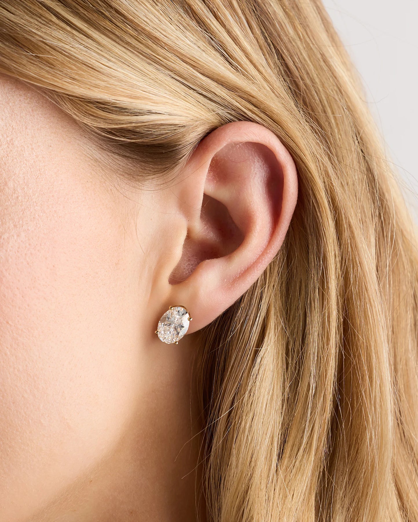 14K Gold Lab Grown Diamond Statement Oval Studs - 6ctw - One Size / Yellow Gold