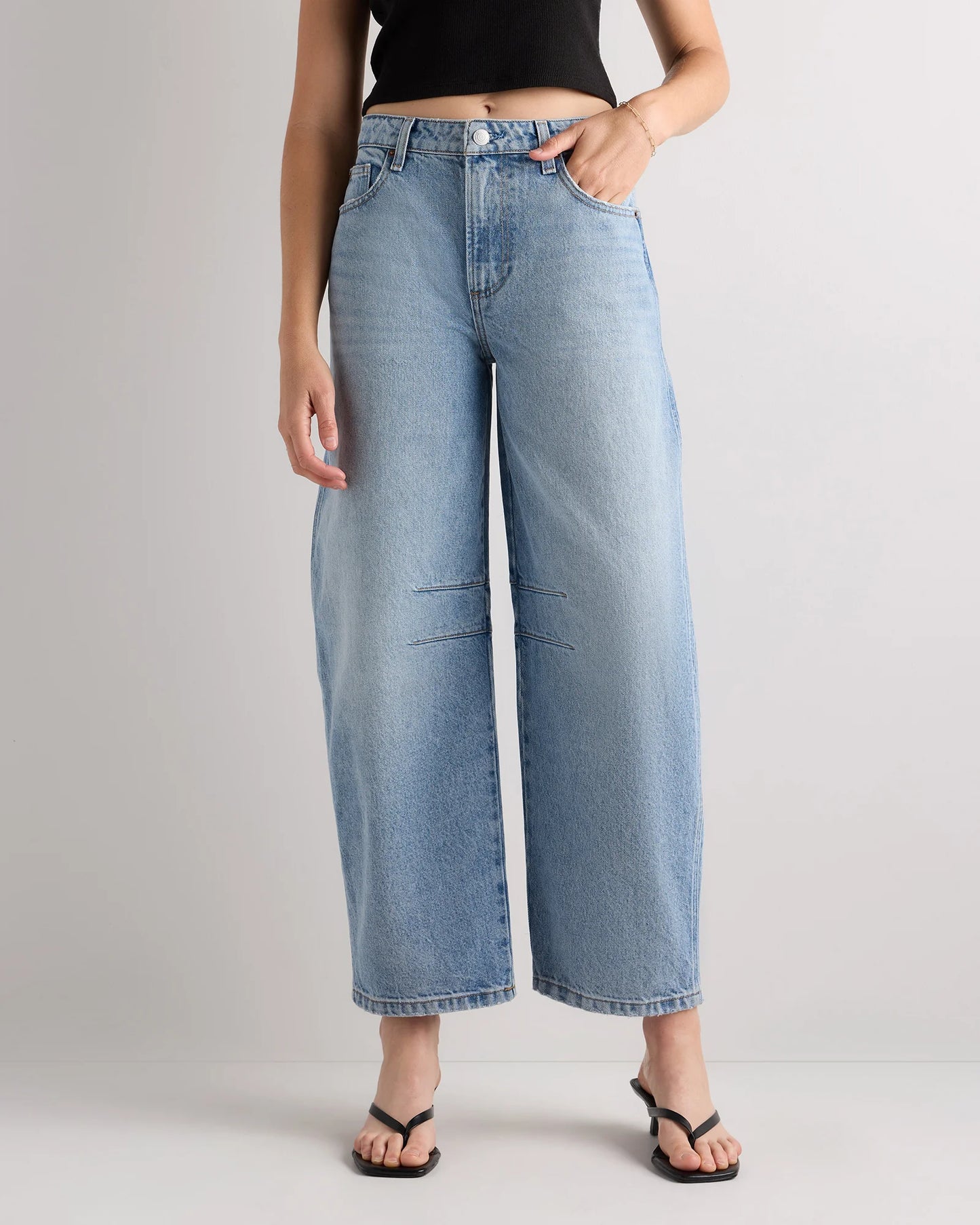 Maya Rigid Exaggerated Barrel Jeans - 24 / Powder Blue
