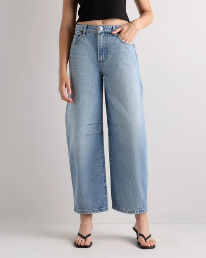 Maya Rigid Exaggerated Barrel Jeans - 24 / Powder Blue