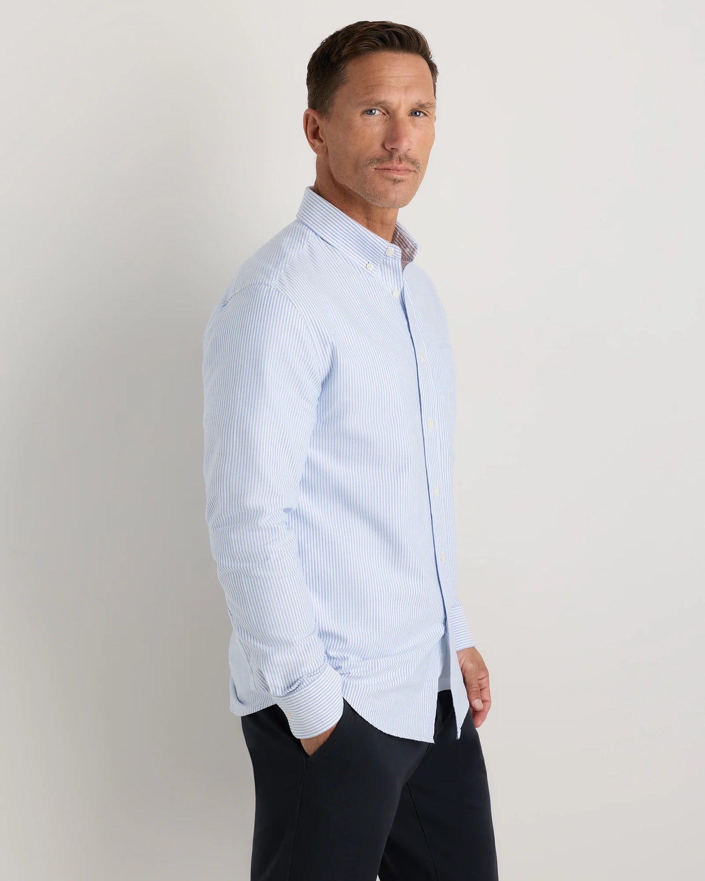 100% Organic Cotton Oxford Shirt - XS / Light Pink Stripe