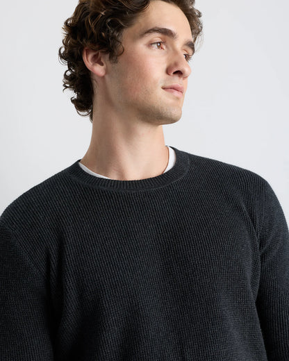 Organic Cotton Cashmere Waffle Crewneck Sweater - S / Bayberry Olive
