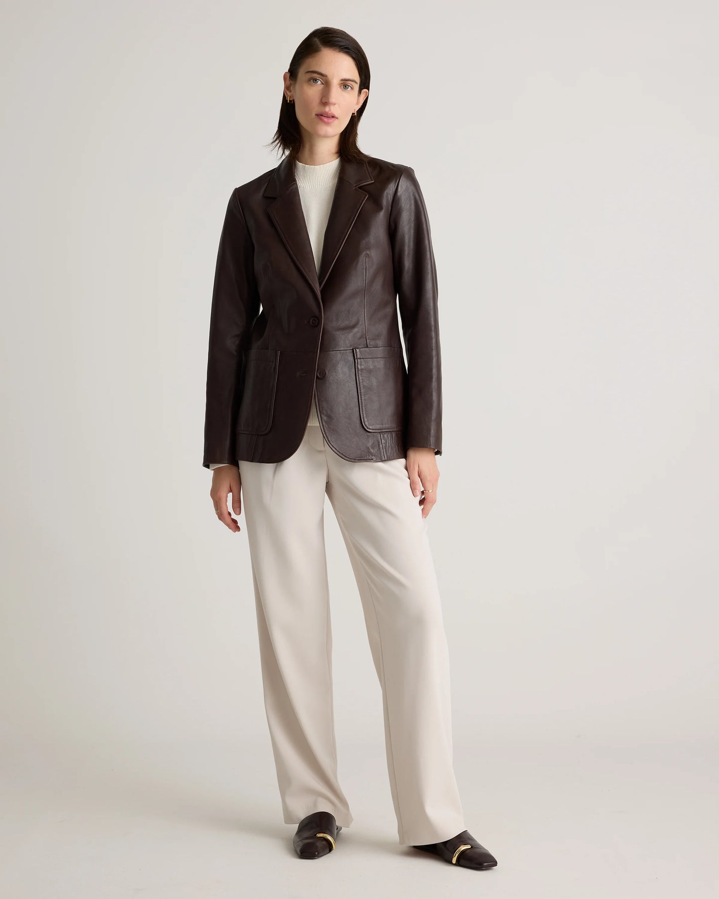 100% Leather Blazer - XS / Rich Brown
